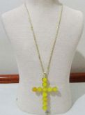 Crucifixo com pedras drusas amarelas