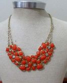Colar florido laranja com strass