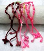 Pulseira decenário de linha - kit vinho e rosa