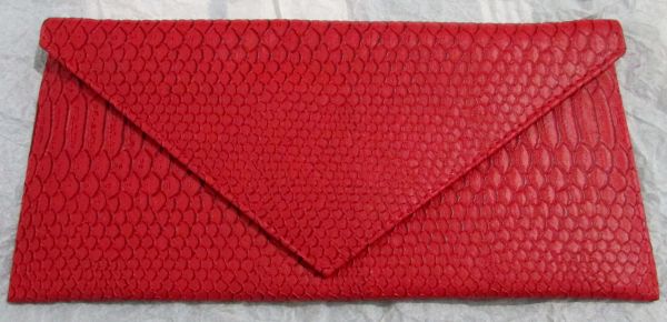 Bolsa carteira vermelha, imitação de couro de cobra