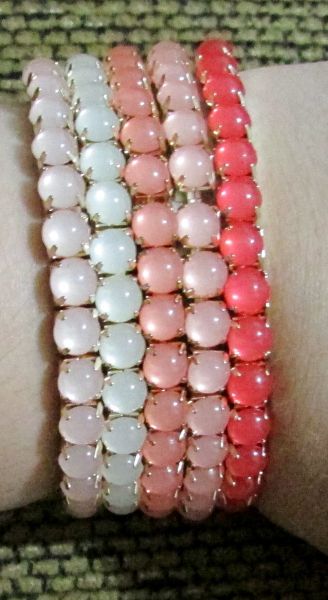 Kit strass degradê rosa - 5 pulseiras