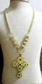 Crucifixo dourado com strass preto