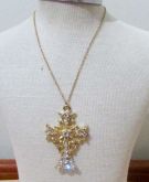 Crucifixo dourado com strass