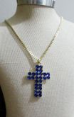 Crucifixo com strass azul