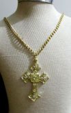 Crucifixo dourado com strass branco