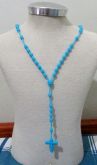 Colar terço de silicone azul claro