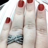 Anel prateado com strass