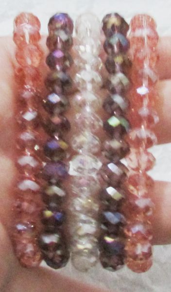 Kit cristal degradê rosa - 5 pulseiras