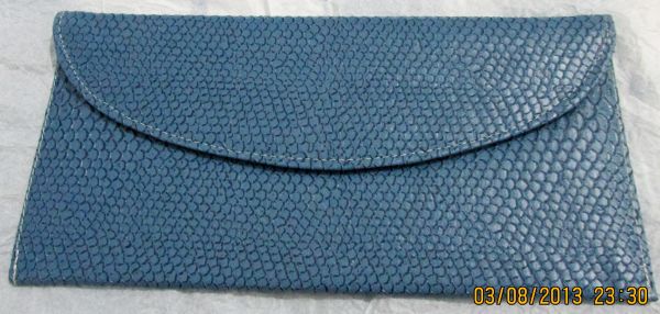 Bolsa carteira azul, imitação de couro de cobra