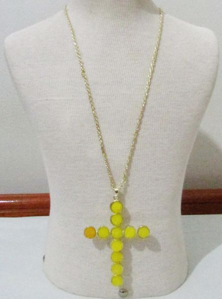 Crucifixo com pedras drusas amarelas